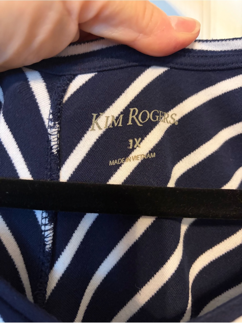 Kim Rogers Navy & White Striped V-Neck Ruffle Sleeve Midi Dress, Size 1X 💙 - Picture 4 of 10